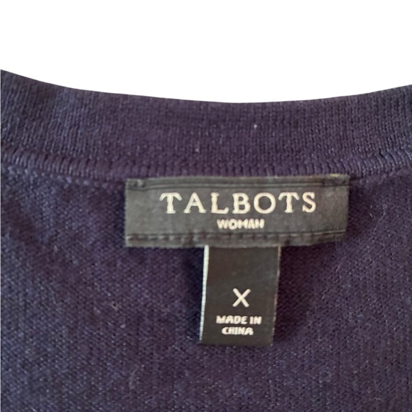 Talbots Cardigan Short Sleeve Button Down Navy Blue - Size X - Picture 3 of 5